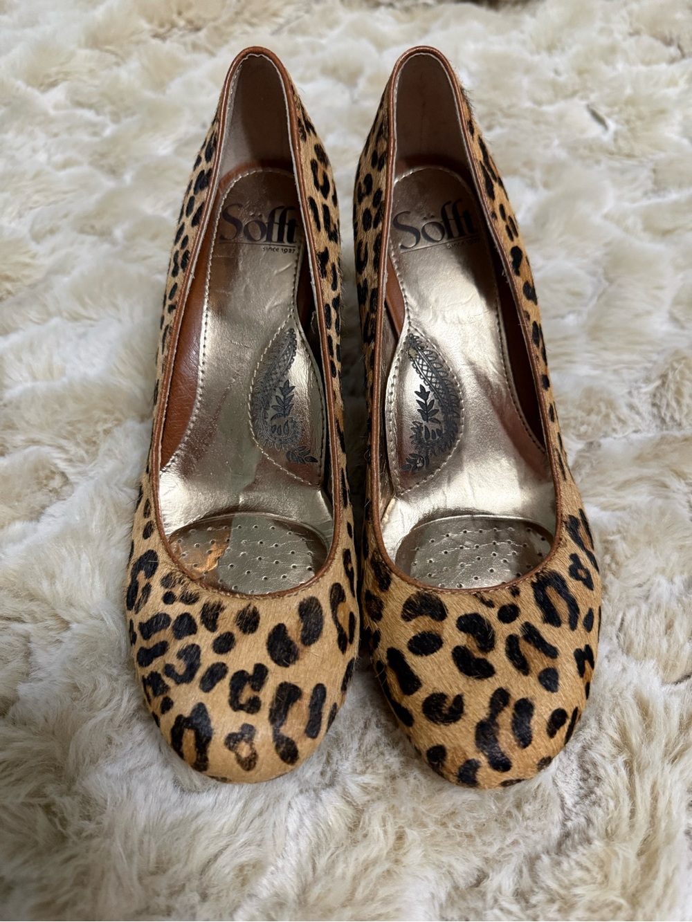 Vintage Sofft Horse Hair Leopard Print Women’s Pumps